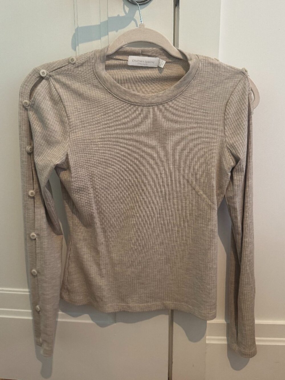 Jonathan Simkhai Beige Long Sleeve Sweater, Size S.